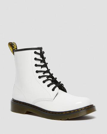 Dr Martens Youth 1460 Lak Leren Veterlaarzen Kinderen Wit | NL 114EBC